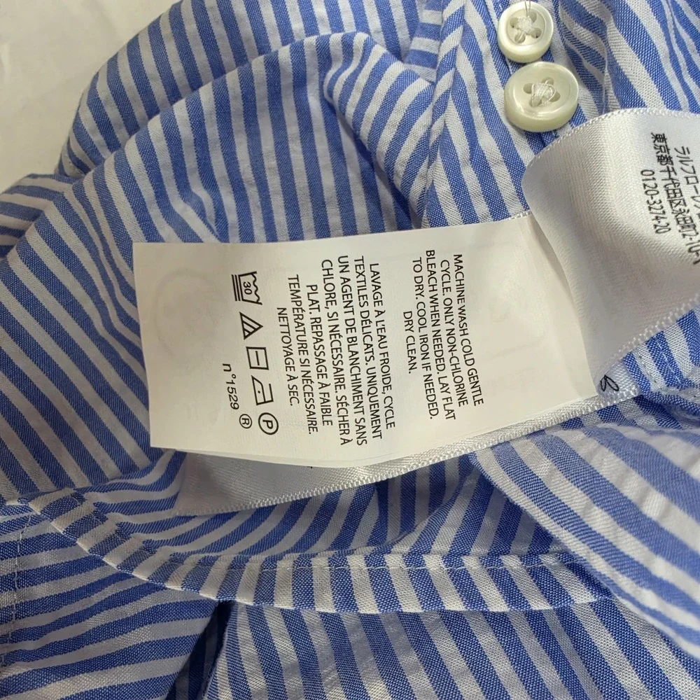 Polo Ralph Lauren Untucked Fit Short Sleeve Blue Button Shirt Men's Large